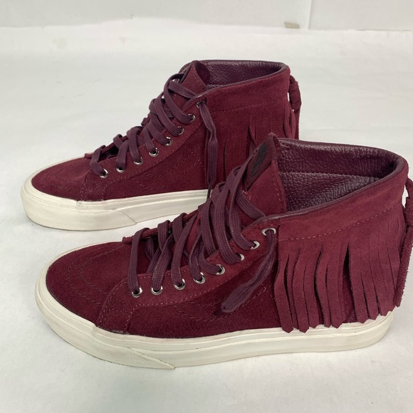burgundy hi top vans